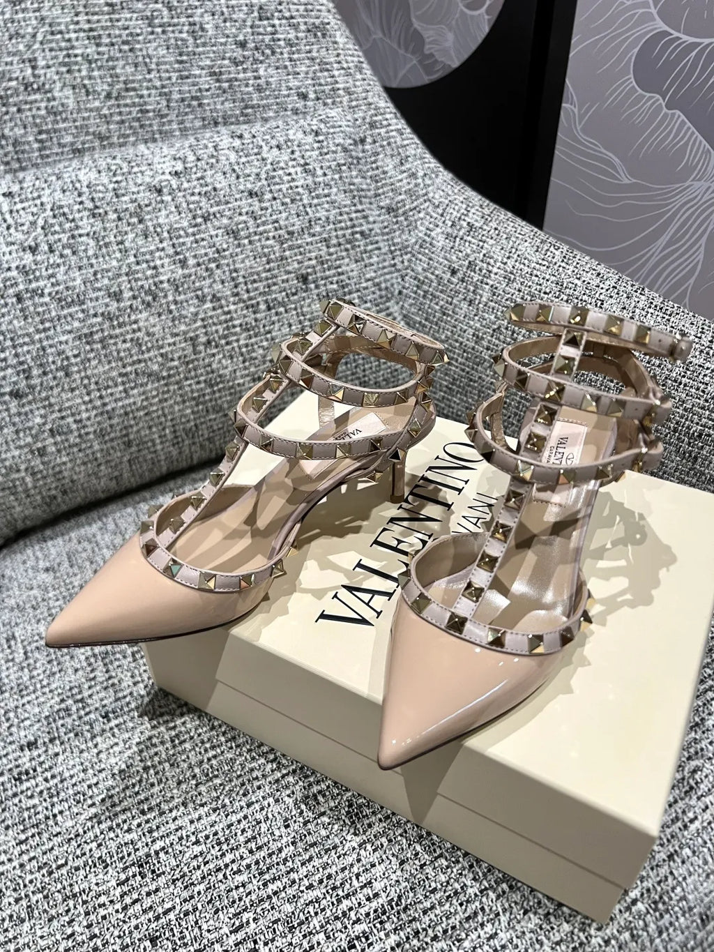 Valentino Women's Studded Three-Ring Strap Sandals 2.6in