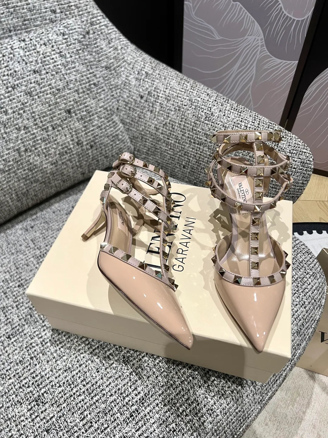 Valentino Women's Studded Three-Ring Strap Sandals 2.6in
