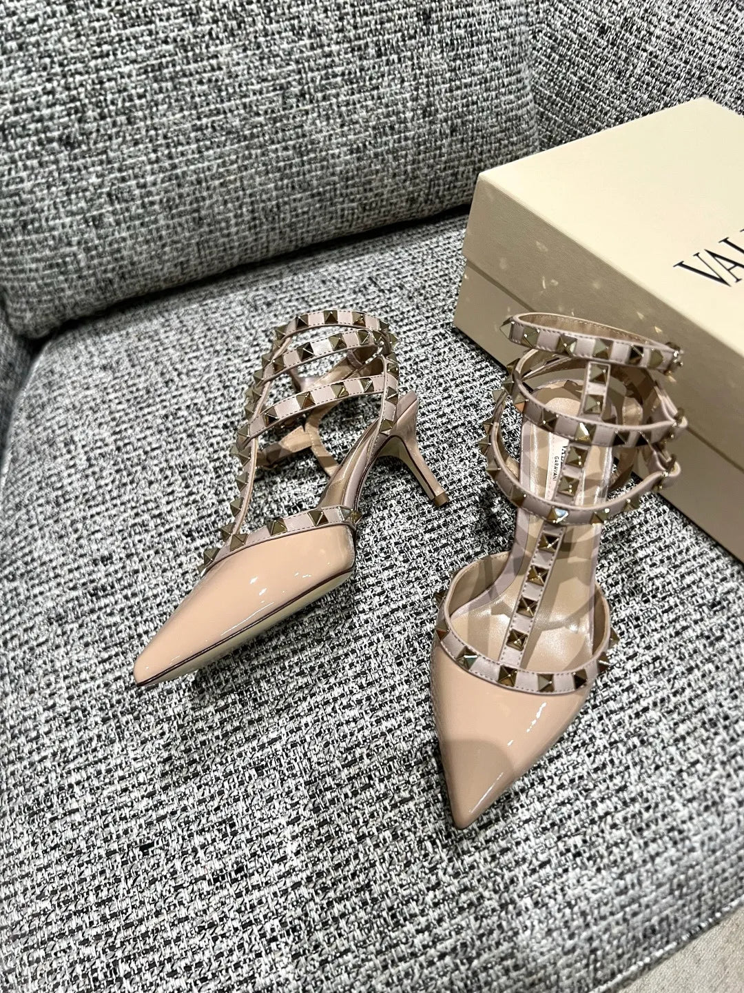 Valentino Women's Studded Three-Ring Strap Sandals 2.6in