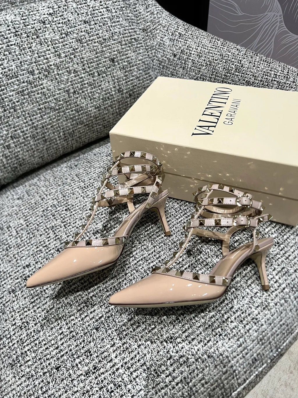 Valentino Women's Studded Three-Ring Strap Sandals 2.6in