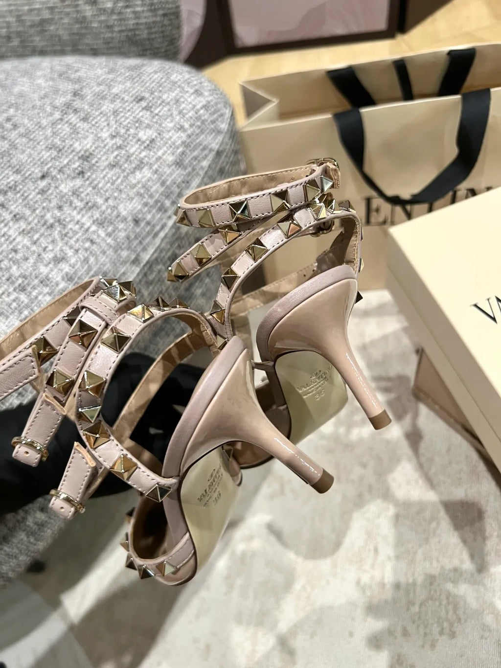 Valentino Women's Studded Three-Ring Strap Sandals 2.6in