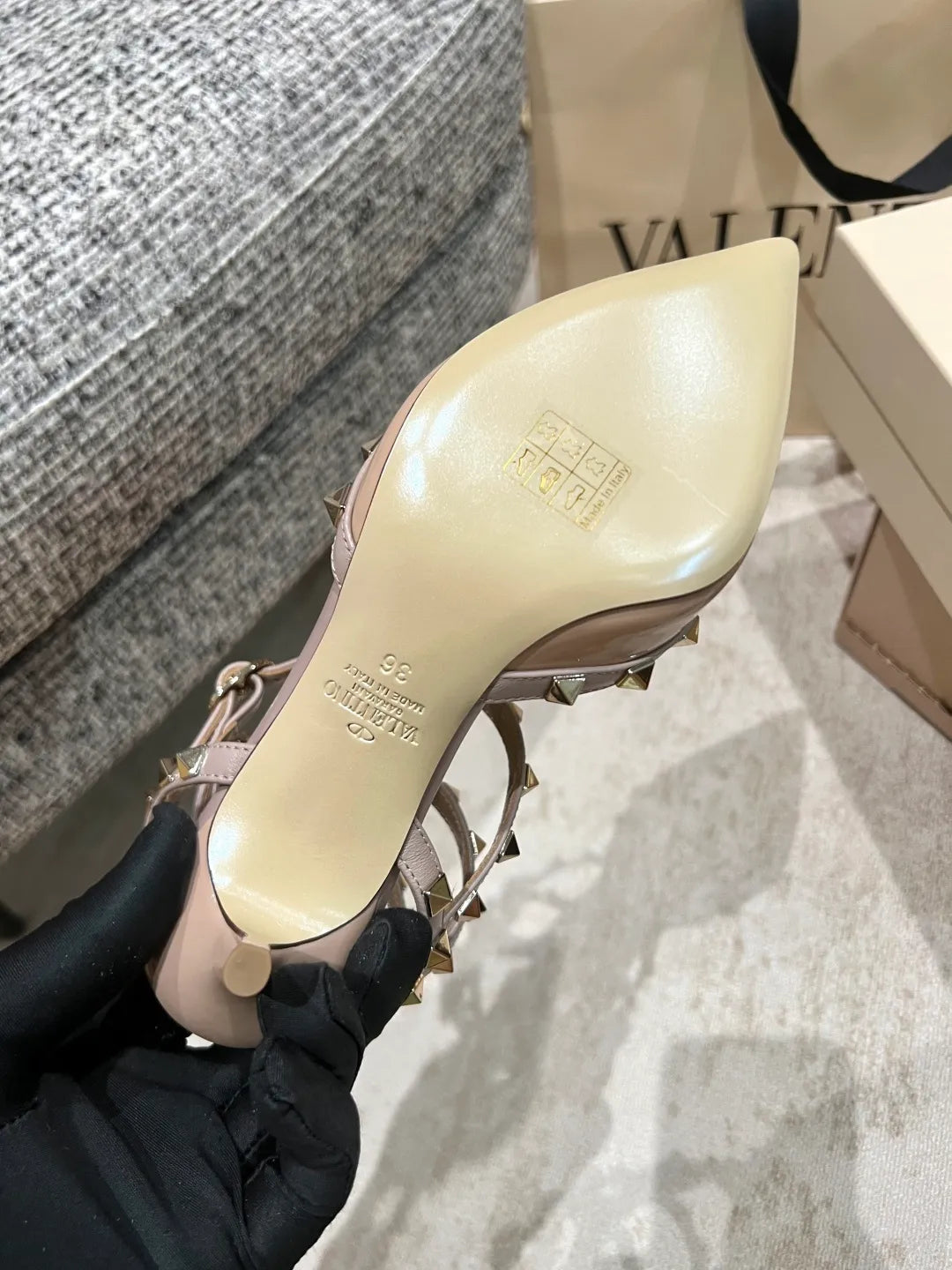 Valentino Women's Studded Three-Ring Strap Sandals 2.6in
