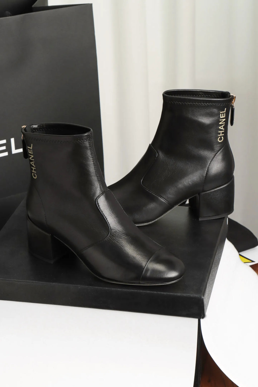 Women's Black Sheepskin Stretch Boots 252257
