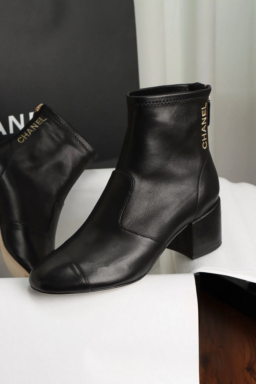 Women's Black Sheepskin Stretch Boots 252257
