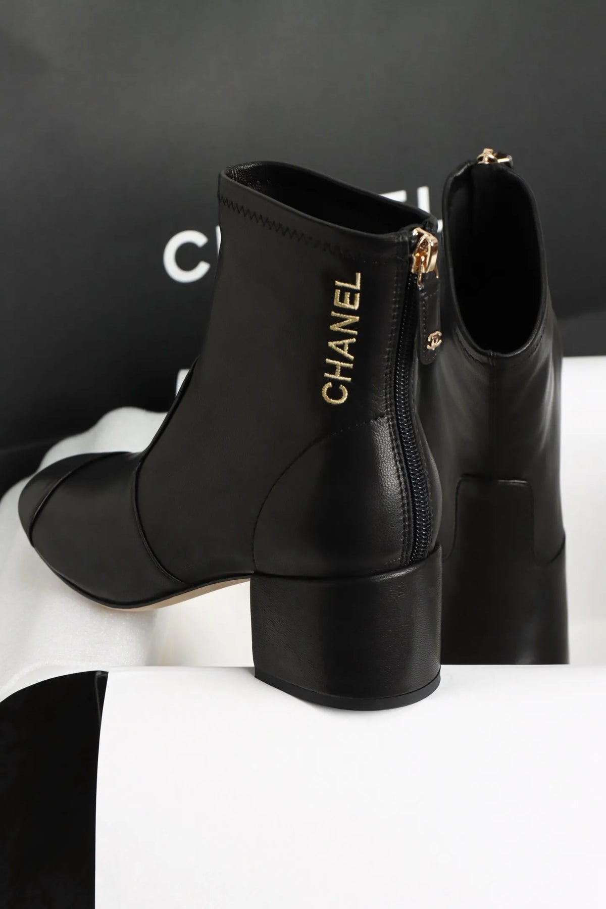 Women's Black Sheepskin Stretch Boots 252257