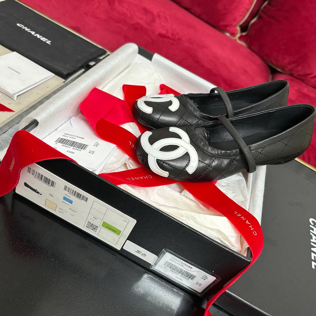 Women's Leather Shoes Black White Logo 349385