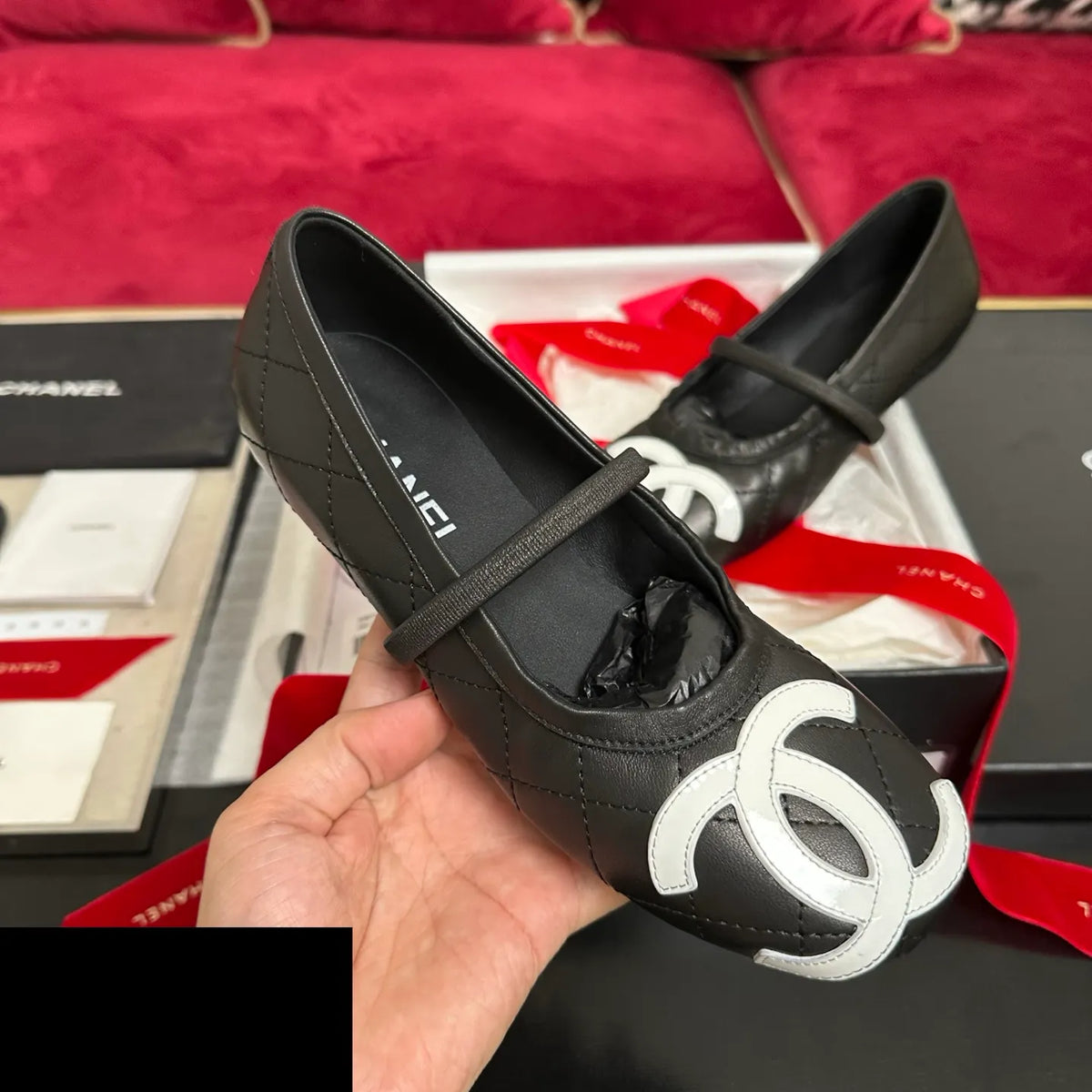 Women's Leather Shoes Black White Logo 349385