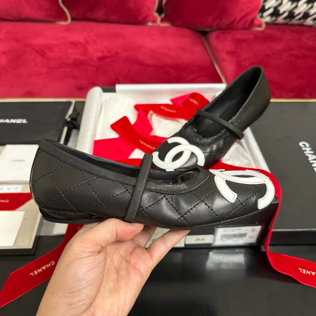 Women's Leather Shoes Black White Logo 349385