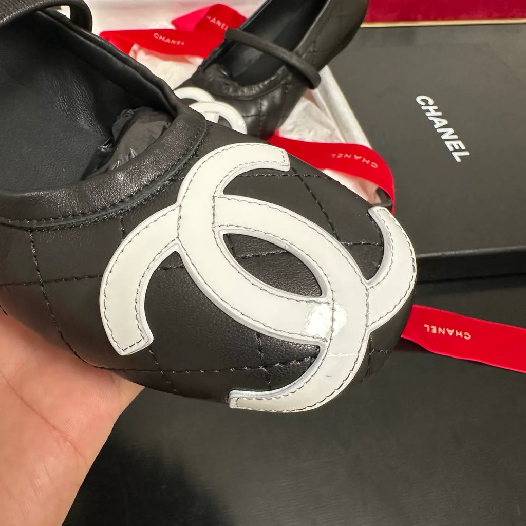 Women's Leather Shoes Black White Logo 349385