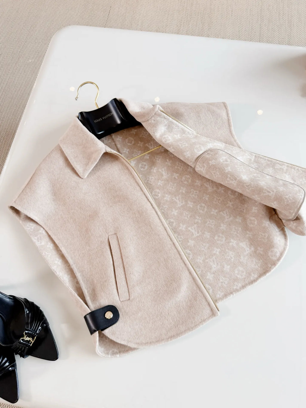 Women's Stand Collar Zip-Up Jacket Savannah Beige