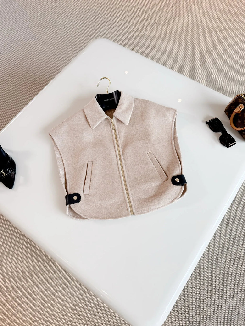 Women's Stand Collar Zip-Up Jacket Savannah Beige