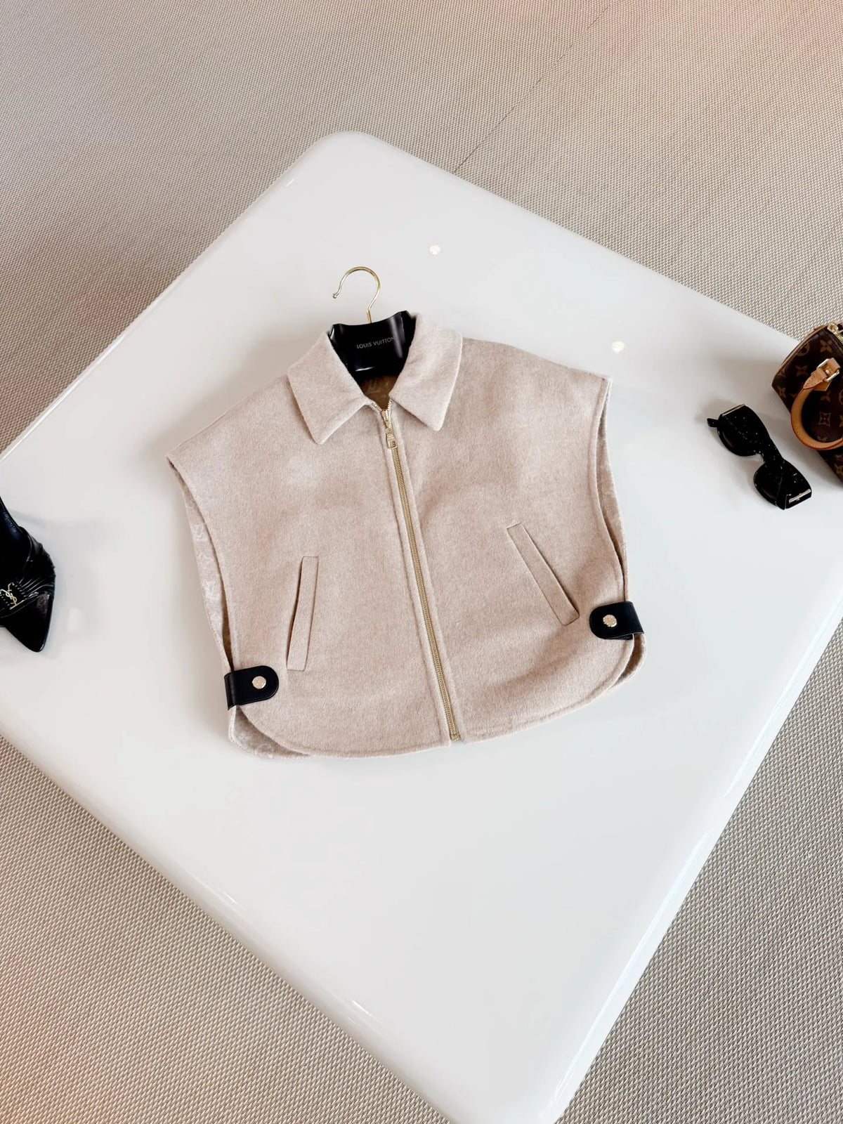 Women's Stand Collar Zip-Up Jacket Savannah Beige