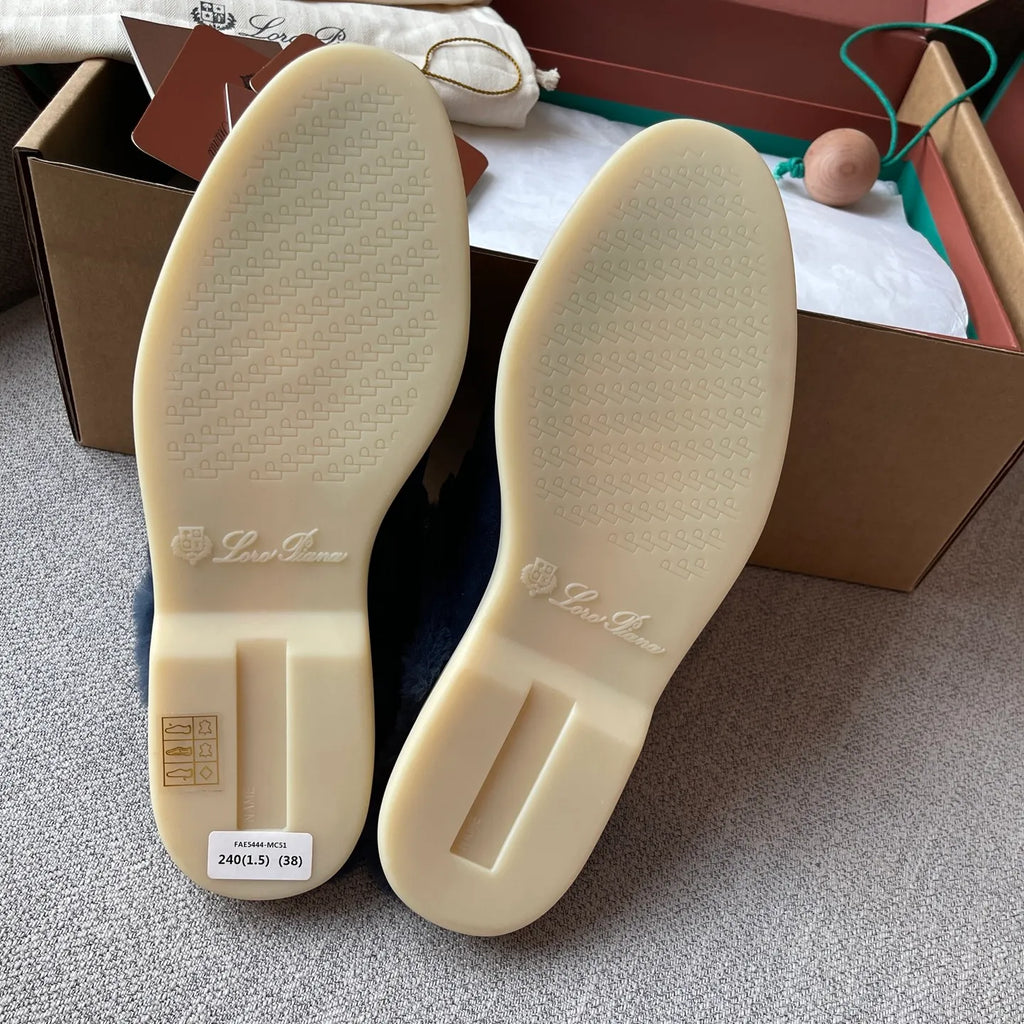 Women's Suede Beaver Fur Slippers 281063