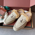 Women's Suede Beaver Fur Slippers 281095