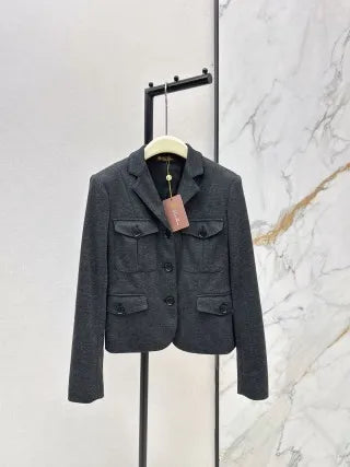 YSL Women's Lapel Four-Pocket Cropped Jacket 993500340