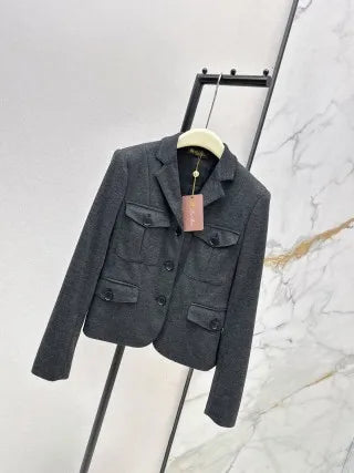 YSL Women's Lapel Four-Pocket Cropped Jacket 993500340