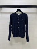 YSL Women's Ribbed Crewneck Knit Cardigan A706B350C