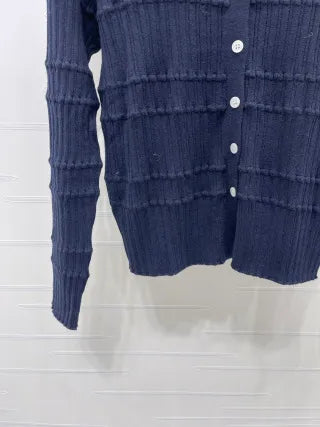 YSL Women's Ribbed Crewneck Knit Cardigan A706B350C