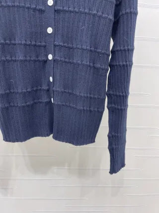 YSL Women's Ribbed Crewneck Knit Cardigan A706B350C