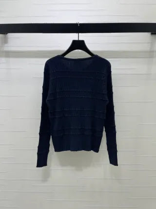 YSL Women's Ribbed Crewneck Knit Cardigan A706B350C